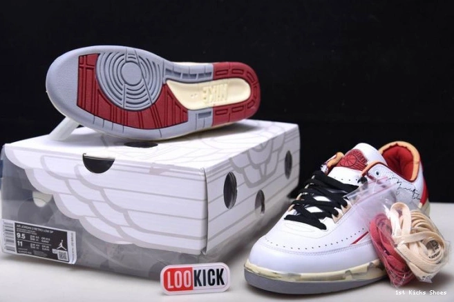 1st Kicks Shoes White SP Low DJ4375-106 Off-White Jordan Red Retro 2 0823